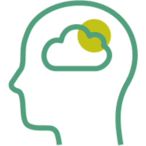 icon of a head with a cloud brain to indicate that people with depression often feel worthless